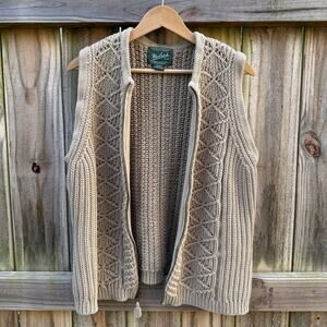 Vintage Woolrich Chunky Knit Sweater Zip Vest (Neutral Taupe) Scandi